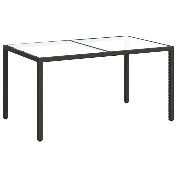 Masă grădină, negru, 150x90x75 cm sticlă securizată & poliratan WALTI