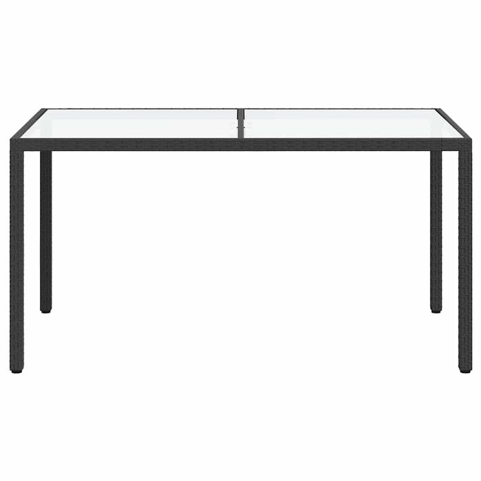 Masă grădină, negru, 150x90x75 cm sticlă securizată & poliratan WALTI