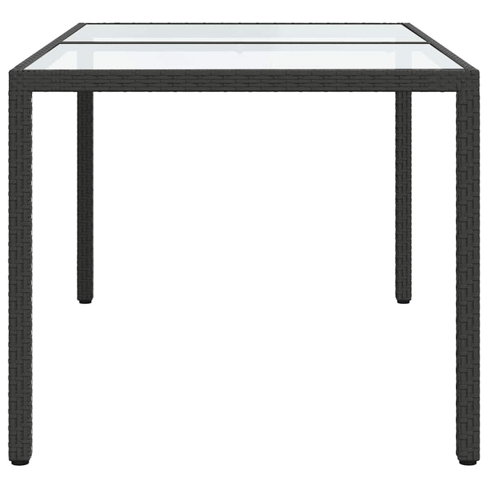Masă grădină, negru, 150x90x75 cm sticlă securizată & poliratan WALTI