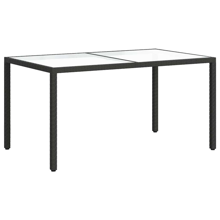 Masă grădină, negru, 150x90x75 cm sticlă securizată & poliratan WALTI