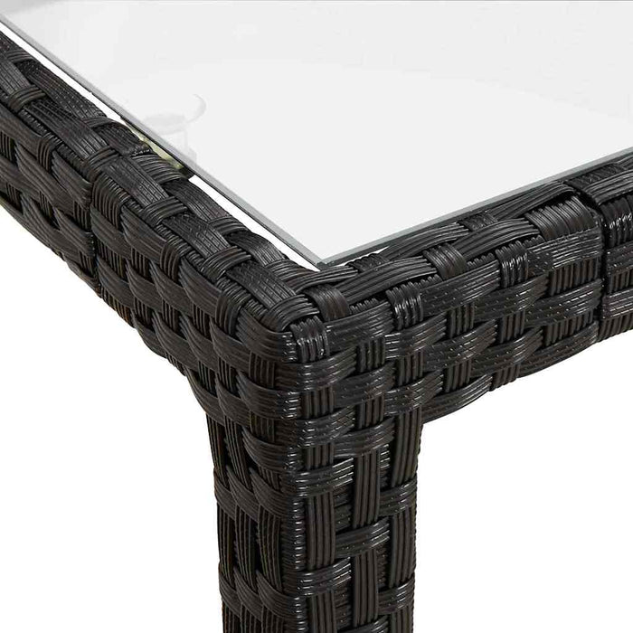 Masă grădină, negru, 150x90x75 cm sticlă securizată & poliratan WALTI