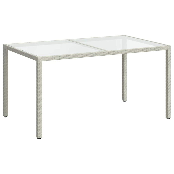 Masă de grădină alb 150x90x75 cm sticlă securizată & poliratan - WALTI WALTI