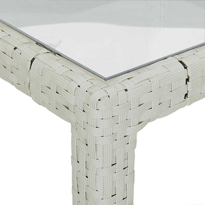 Masă de grădină alb 150x90x75 cm sticlă securizată & poliratan - WALTI WALTI