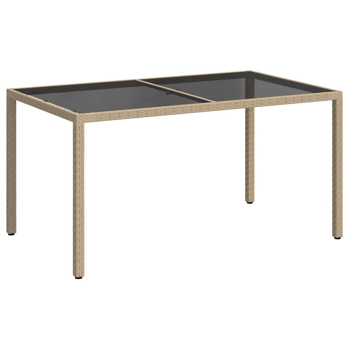 Masă de grădină bej 150x90x75 cm sticlă securizată & poliratan - WALTI WALTI