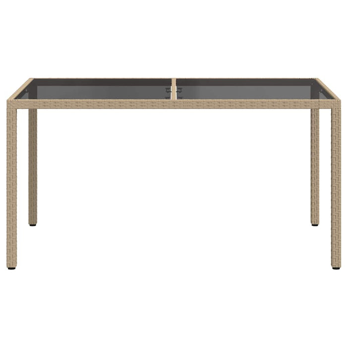 Masă de grădină bej 150x90x75 cm sticlă securizată & poliratan - WALTI WALTI