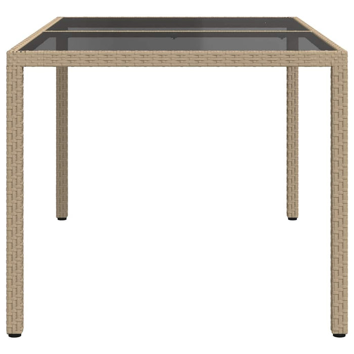 Masă de grădină bej 150x90x75 cm sticlă securizată & poliratan - WALTI WALTI