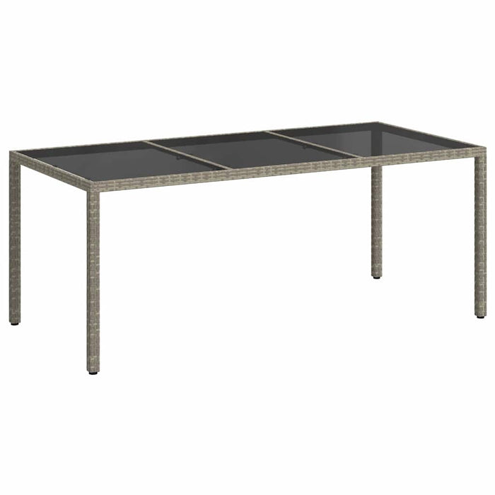 Masă de grădină,gri,190x90x75cm sticlă securizată și poliratan - WALTI WALTI