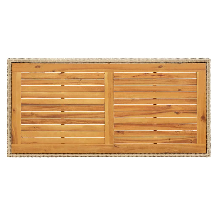 Masă grădină, bej, 123x60x74 cm, poliratan & lemn masiv acacia - WALTI WALTI