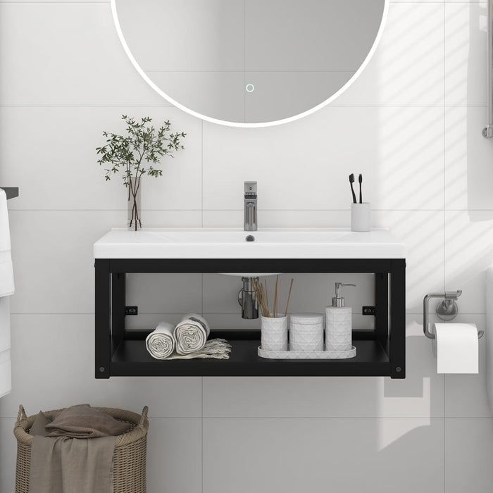 Cadru chiuvetă de baie pentru perete, negru, 79x38x31 cm, fier - WALTI WALTI