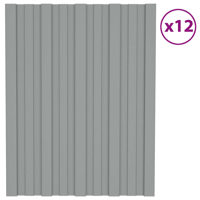 Panou de acoperiș 12 pcs Gri 60 x 45 cm Oțel galvanizat - WALTI WALTI