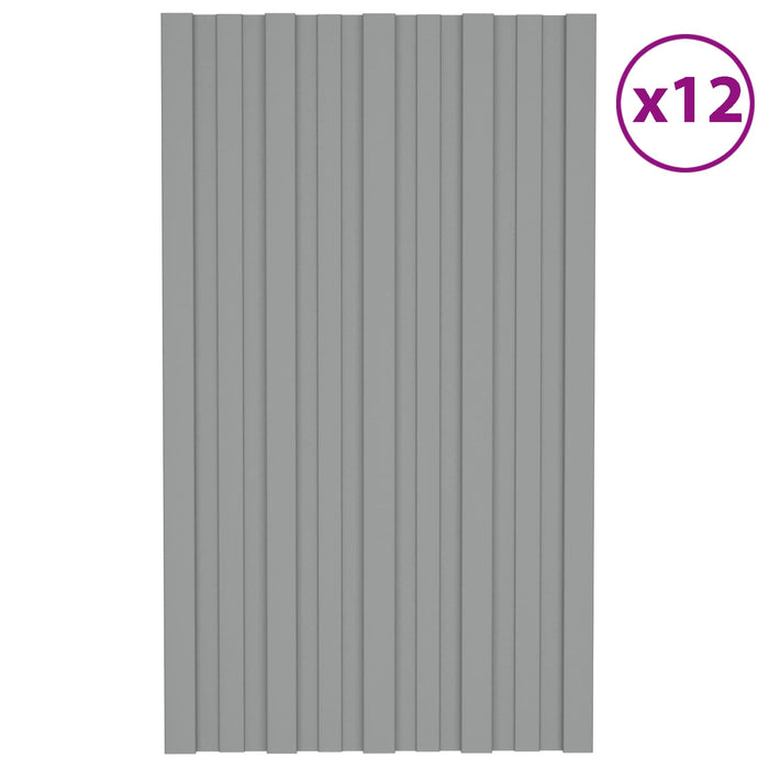 Panou de acoperiș 12 pcs Gri 80 x 45 cm Oțel galvanizat - WALTI WALTI