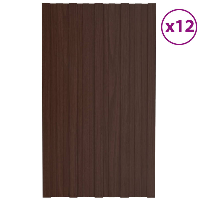 Panou de acoperiș 12 pcs Maro 80 x 45 cm Oțel galvanizat - WALTI WALTI