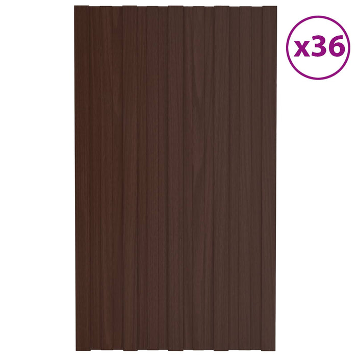 Panou de acoperiș 36 pcs Maro 80 x 45 cm Oțel galvanizat WALTI