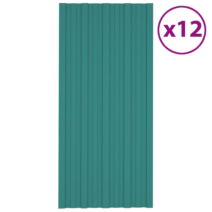 Panou de acoperiș 12 pcs Verde 100 x 45 cm Oțel galvanizat - WALTI WALTI
