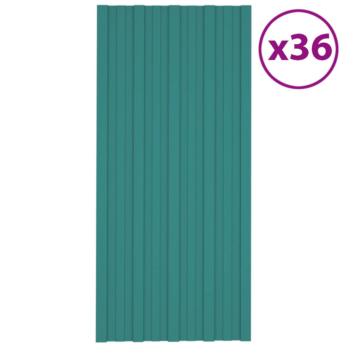 Panou de acoperiș 36 pcs Verde 100 x 45 cm Oțel galvanizat - WALTI WALTI