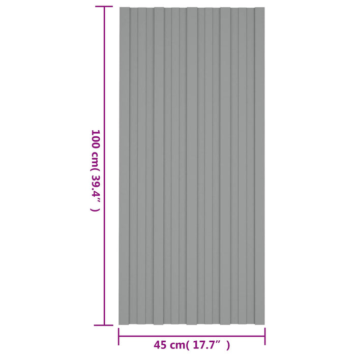 Panou de acoperiș 12 pcs Gri 100 x 45 cm Oțel galvanizat - WALTI WALTI