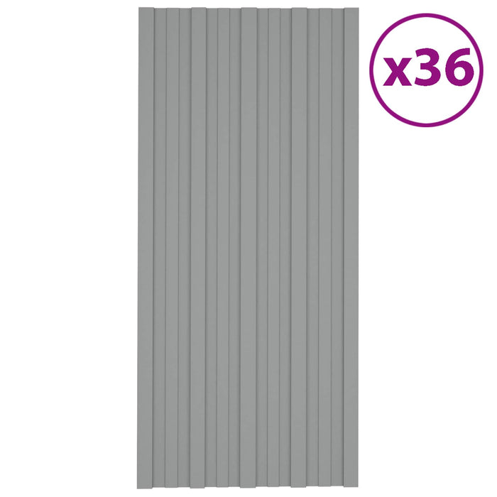 Panou de acoperiș 36 pcs Gri 100 x 45 cm Oțel galvanizat - WALTI WALTI