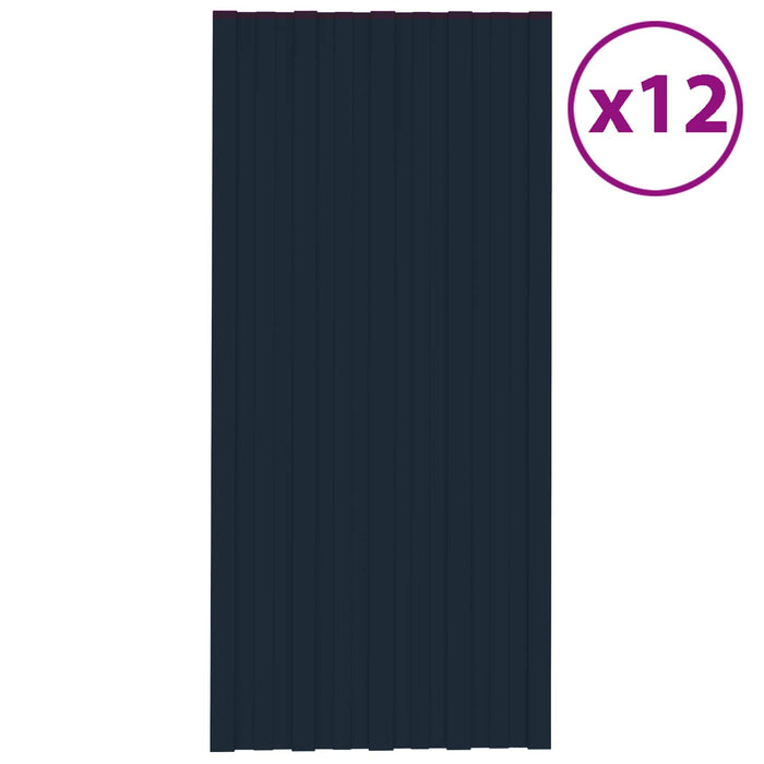 Panou de acoperiș 12 pcs Antracit 100 x 45 cm Oțel galvanizat - WALTI WALTI