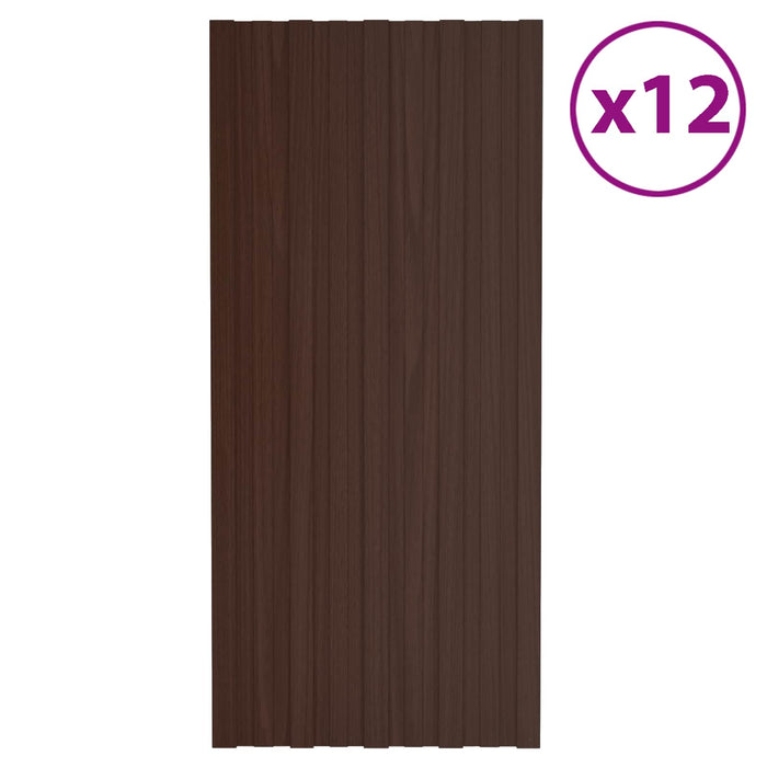 Panou de acoperiș 12 pcs Maro 100 x 45 cm Oțel galvanizat - WALTI WALTI