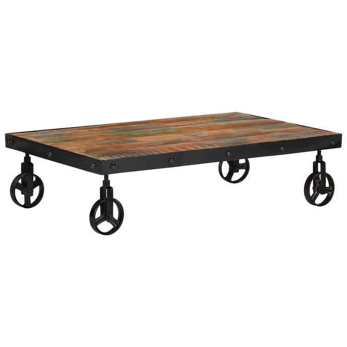 Măsuță de cafea cu roți, 100x60x26 cm, lemn masiv reciclat WALTI