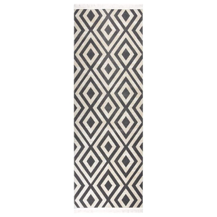 Covor de exterior negru/bej deschis 80x250 cm țesătură plată WALTI
