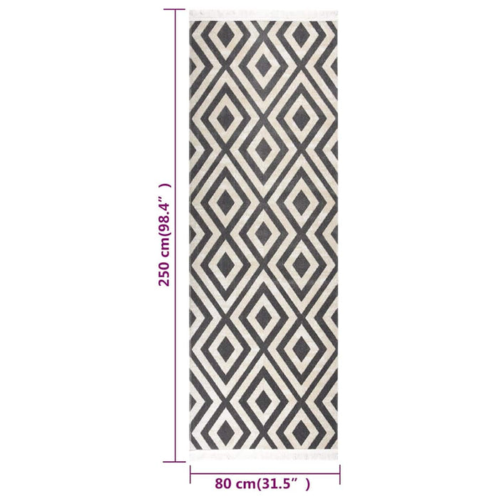 Covor de exterior negru/bej deschis 80x250 cm țesătură plată WALTI