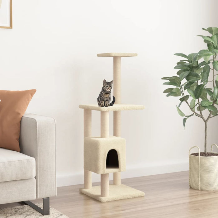 Ansamblu pisici cu stâlpi din funie de sisal, crem, 104 cm WALTI