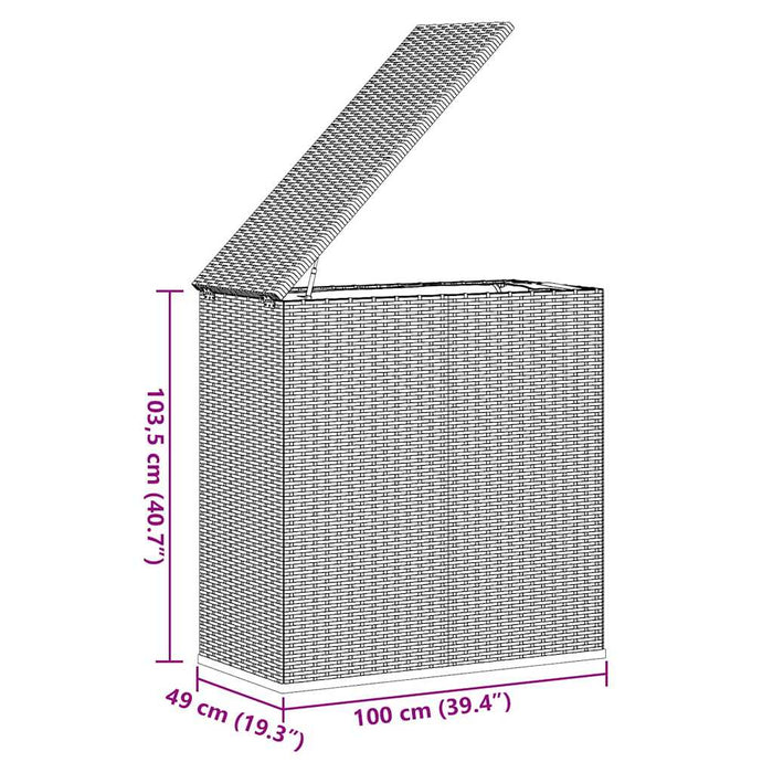 Ladă grădină pentru perne, maro, 100x49x103,5 cm, ratan PE - WALTI WALTI