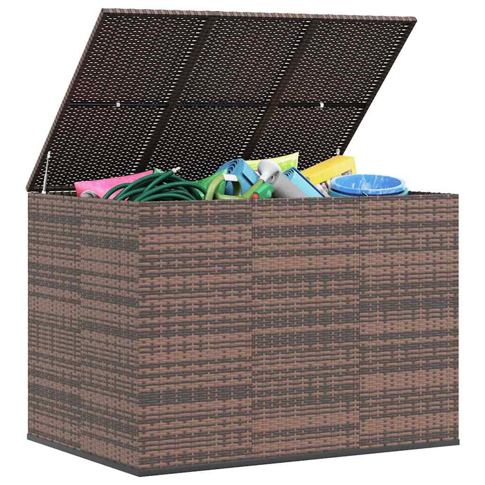 Ladă grădină pentru perne, maro, 145x100x103 cm, ratan PE WALTI