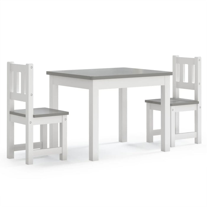 Set masă&scaun pentru copii, 3 piese, alb și gri, MDF - WALTI WALTI