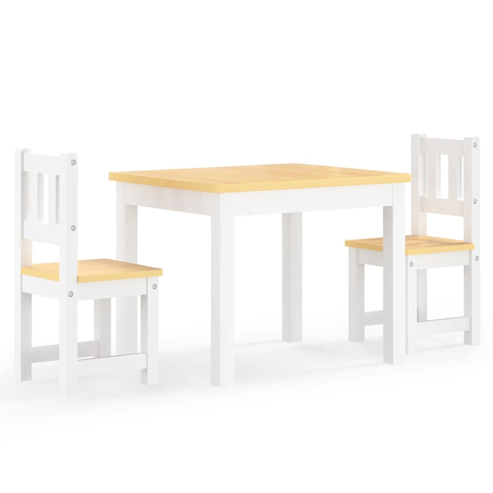 Set masă&scaune pentru copii, 3 piese, alb și bej, MDF - WALTI WALTI