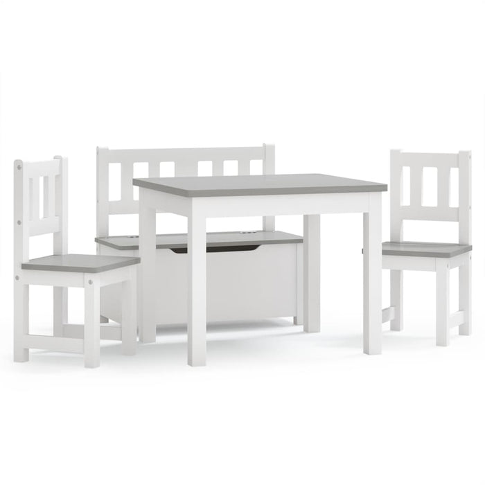 Set masă&scaune pentru copii, 4 piese, alb și gri, MDF - WALTI WALTI