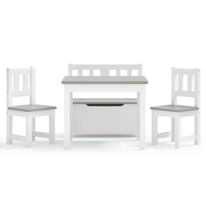 Set masă&scaune pentru copii, 4 piese, alb și gri, MDF - WALTI WALTI