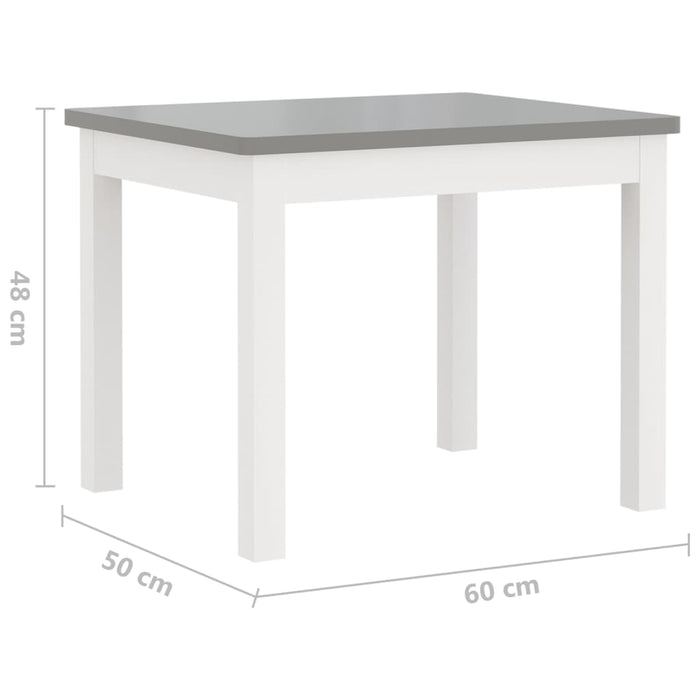 Set masă&scaune pentru copii, 4 piese, alb și gri, MDF - WALTI WALTI