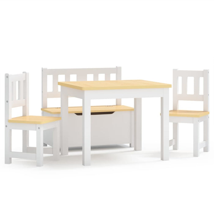 Set masă&scaune pentru copii, 4 piese, alb și bej, MDF - WALTI WALTI