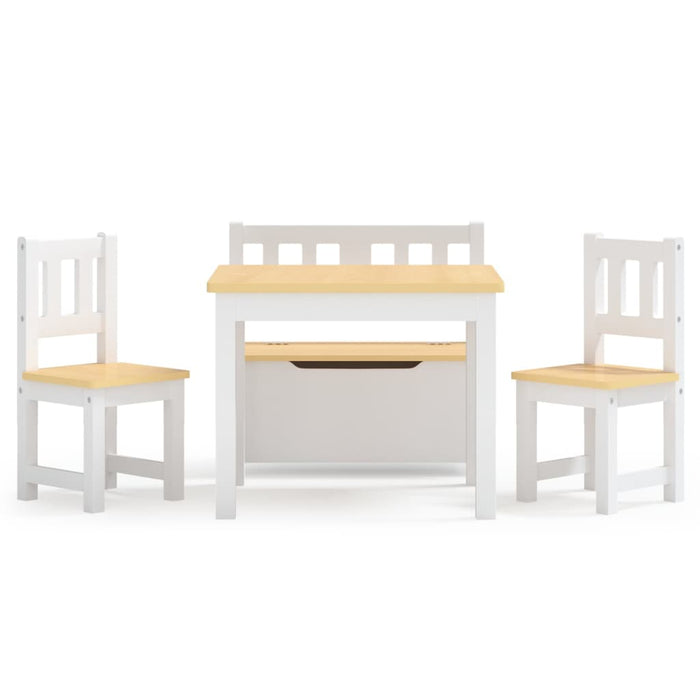 Set masă&scaune pentru copii, 4 piese, alb și bej, MDF - WALTI WALTI