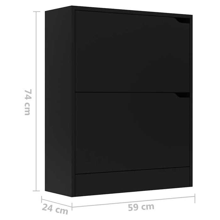 Pantofar cu 2 uși, negru, 59x24x74 cm, lemn prelucrat WALTI