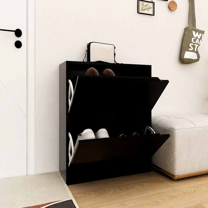 Pantofar cu 2 uși, negru, 59x24x74 cm, lemn prelucrat WALTI