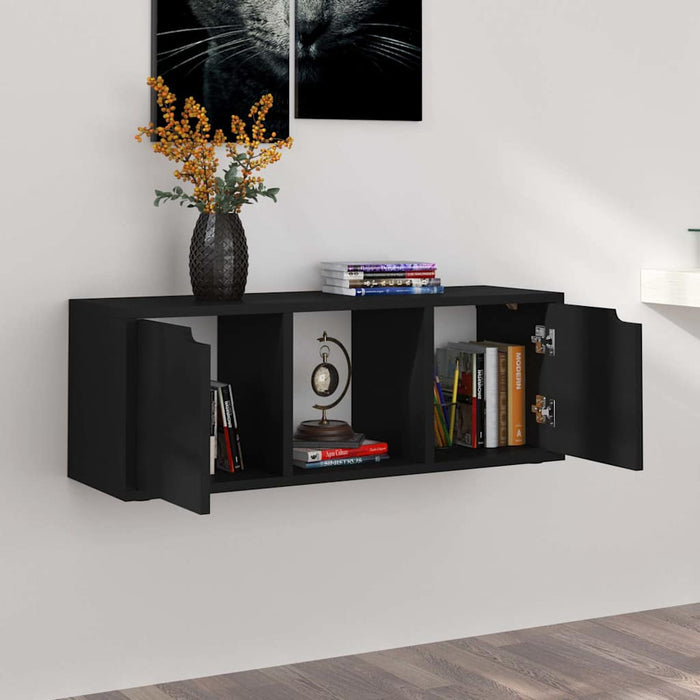 Comodă TV, negru, 88,5x27,5x30,5 cm, lemn prelucrat WALTI