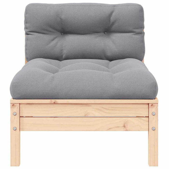 Set mobilier grădină cu perne, 3 piese, gri, lemn masiv pin - WALTI WALTI