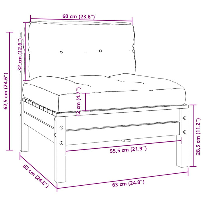Set mobilier grădină cu perne, 3 piese, alb, lemn masiv pin - WALTI WALTI