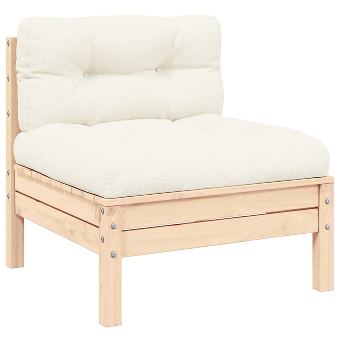 Set mobilier grădină cu perne crem, 3 piese, lemn masiv de pin WALTI