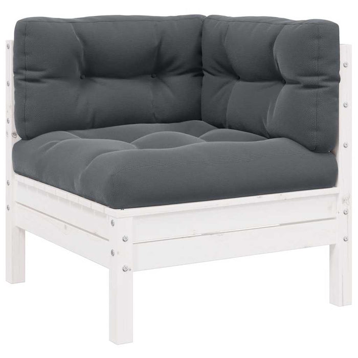 Set mobilier de grădină cu perne, 3 piese, alb, lemn masiv pin - WALTI WALTI