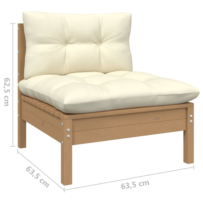 Set mobilier grădină cu perne crem, 3 piese, lemn masiv de pin - WALTI WALTI