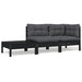 Set mobilier grădină cu perne, 3 piese, negru, lemn masiv pin - WALTI WALTI