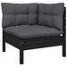 Set mobilier grădină cu perne, 3 piese, negru, lemn masiv pin - WALTI WALTI