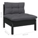 Set mobilier grădină cu perne, 3 piese, negru, lemn masiv pin - WALTI WALTI