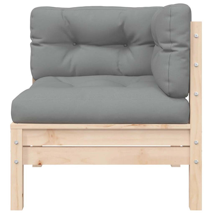 Set mobilier de grădină cu perne gri, 3 piese, lemn masiv pin - WALTI WALTI