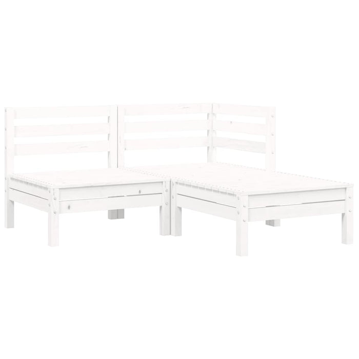 Set mobilier de grădină cu perne, 3 piese, alb, lemn masiv pin - WALTI WALTI
