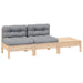 Set mobilier de grădină cu perne gri, 3 piese, lemn masiv pin - WALTI WALTI